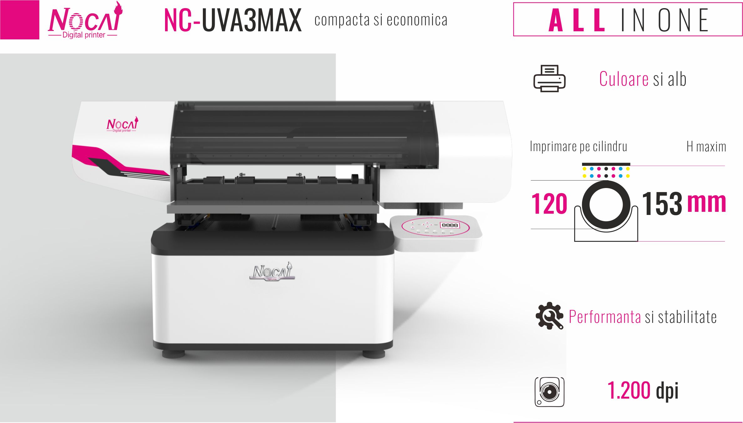 Nocai NC-UVA3MAX imprimanta industriala UV accesibila - generatia I